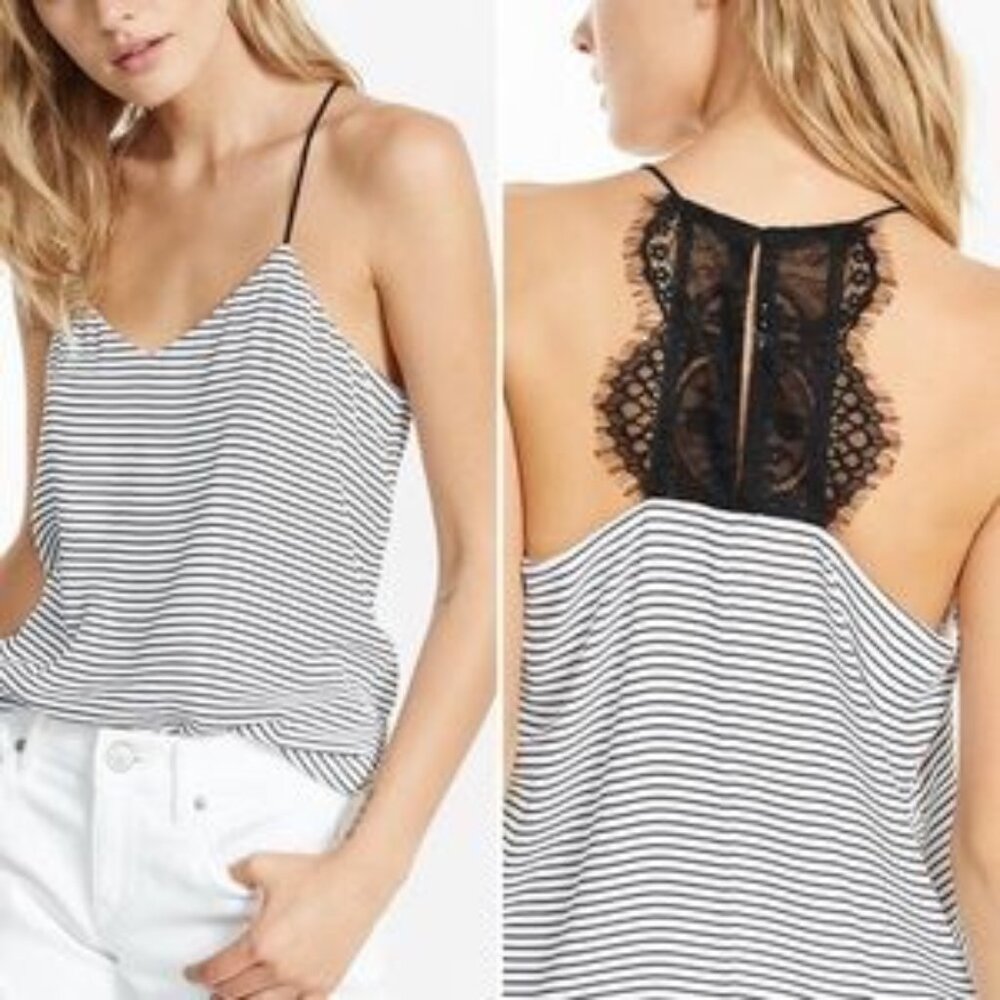 Express Adina Black & White Striped Tank